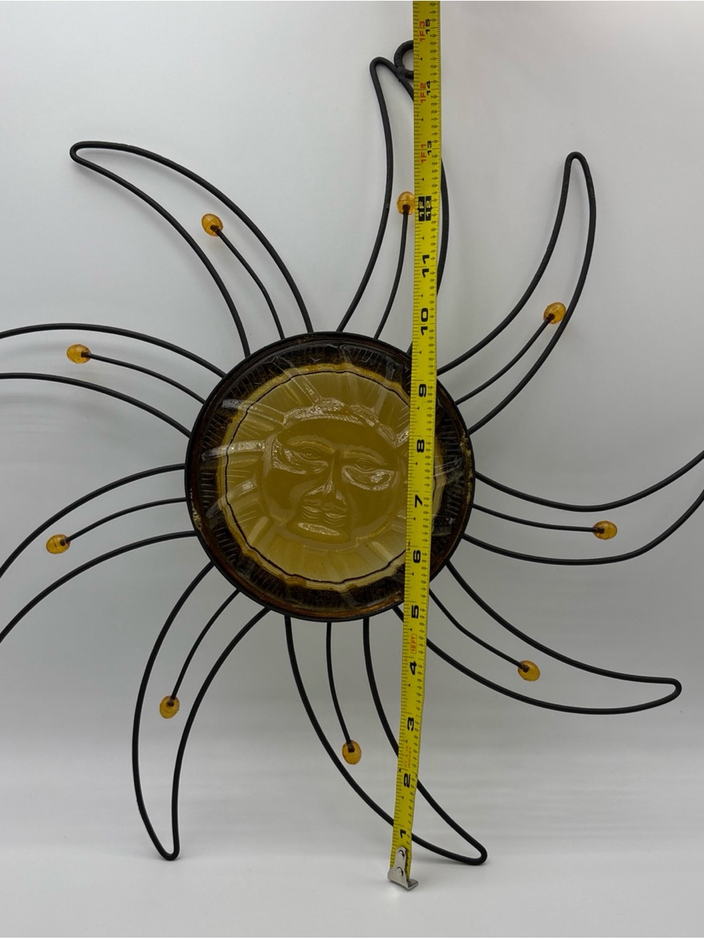 Celestial Sunburst Catcher Metal 16" Round Man in the Moon Sign Wall Hanging 🌞 - Picture 2 of 9